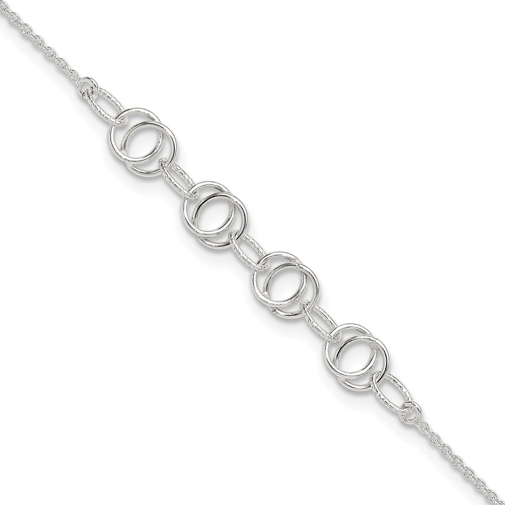 Sterling Silver Polished W/1In. Ext. Fancy Link Anklet