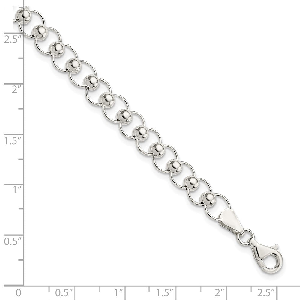 7.5 Inch Sterling Silver Polished Beaded Bracelet