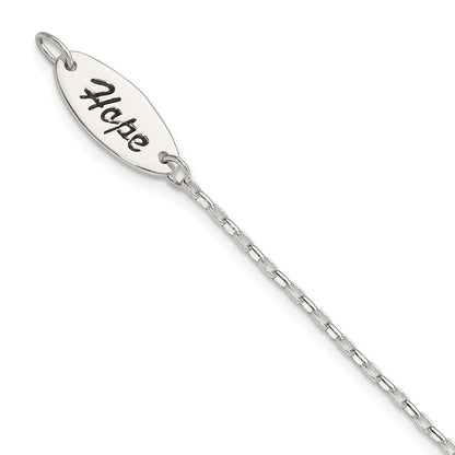 7.5 Inch Sterling Silver Polished Synthetic Pearl Dangle Hope Bracelet