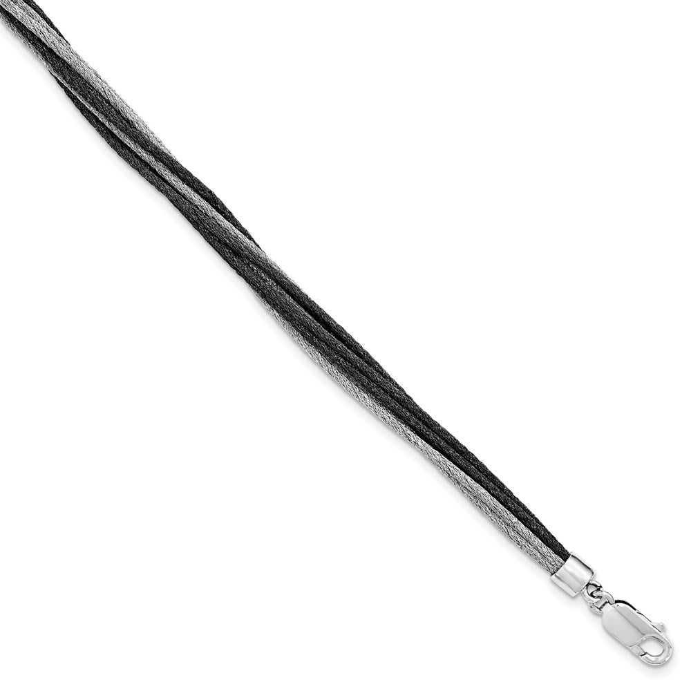 7.5 Inch Sterling Silver Black Rhodium Wire Mesh 8 Strand Bracelet