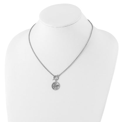 Sterling Silver Rhodium-Plated Polished Cz Mom 18 Inch Necklace