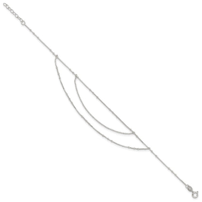 Sterling Silver Polished Multi-Strand 9In Plus 1 In Ext Anklet