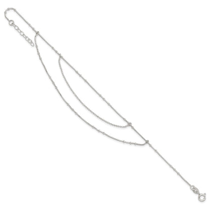 Sterling Silver Polished Multi-Strand 9In Plus 1 In Ext Anklet