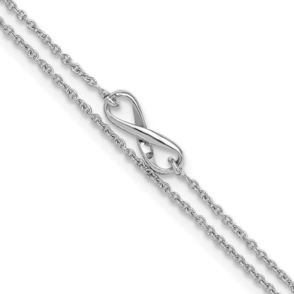 Sterling Silver Rhodium-Plated 2-Strand 9In Plus 1In Ext. Infinity Anklet