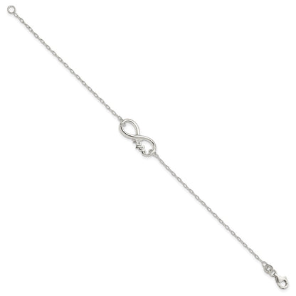 Sterling Silver Polished Infinity Sign W/Hope 7.5 Inch Bracelet