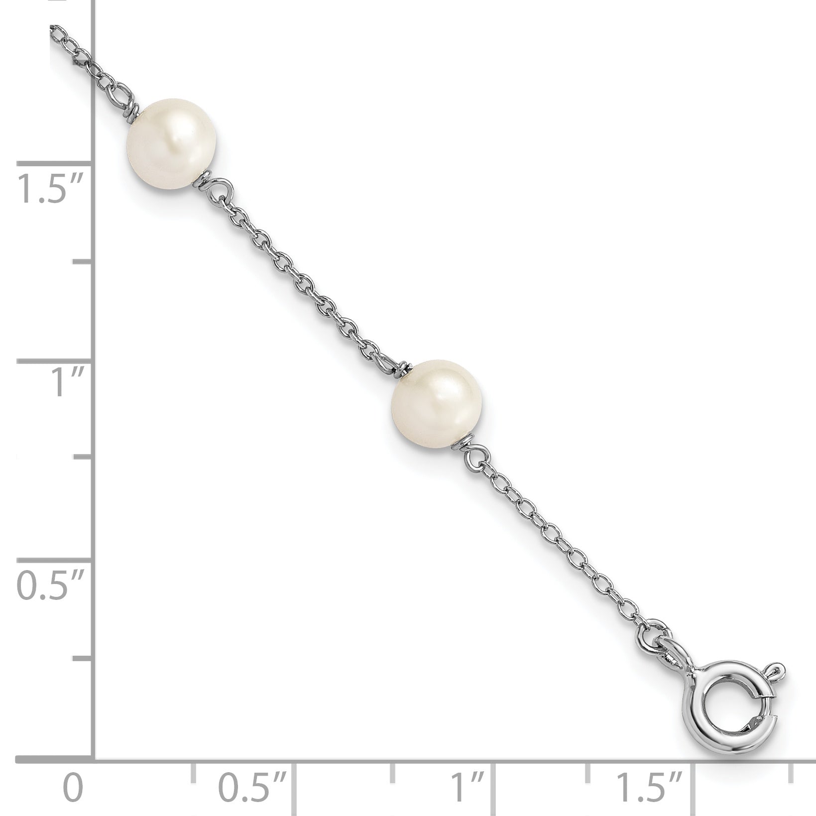 4 Inch Sterling Silver Rh-Plated Polished 5-5.5mm Fwc Pearl Children'S Bracelet