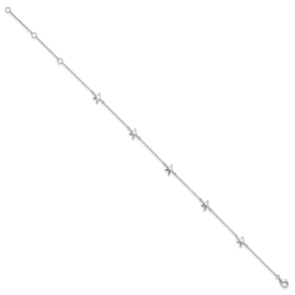 Sterling Silver Rhodium-Plated Starfish 9 Inch With A 2 Extention Anklet
