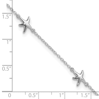 Sterling Silver Rhodium-Plated Starfish 9 Inch With A 2 Extention Anklet