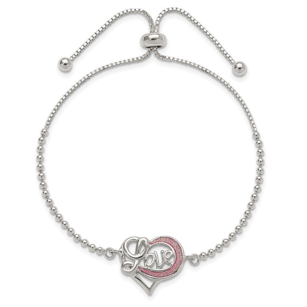 Sterling Silver Glitter Infused Infinity Love Adjustable Bracelet