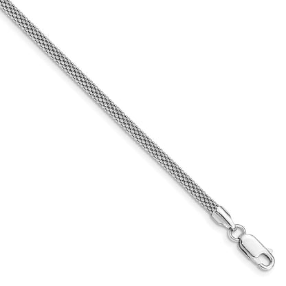7.5 Inch Sterling Silver Rhodium-Plated 3mm Corona Chain Bracelet