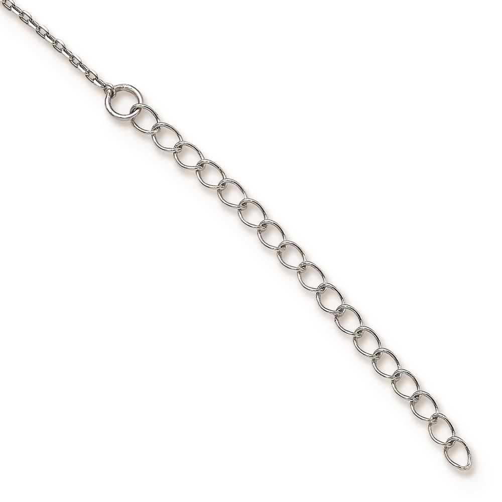 Sterling Silver Rhodium Plated Cz Layered Stars W/ 2In Ext. Necklace