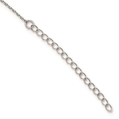 Sterling Silver Rhodium Plated Cz Layered Stars W/ 2In Ext. Necklace