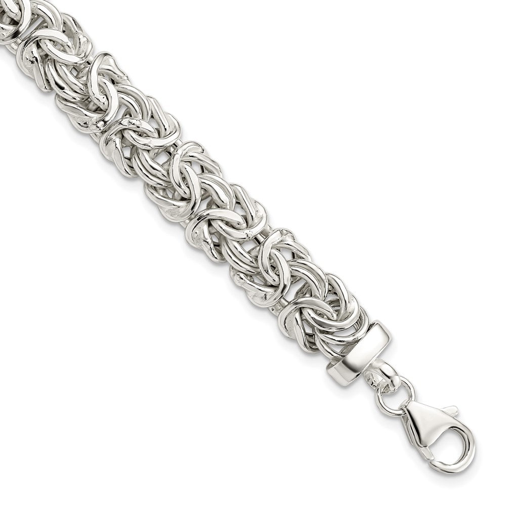 7 Inch Sterling Silver Polished 9.3mm Flat Byzantine 7In Chain Bracelet