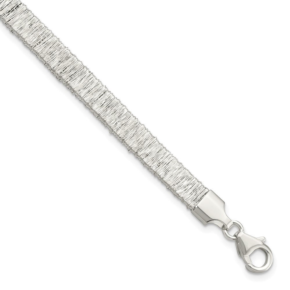 7.5 Inch Sterling Silver Rhodium-Plated Wire Wrapped W/ 1In Ext. Bracelet