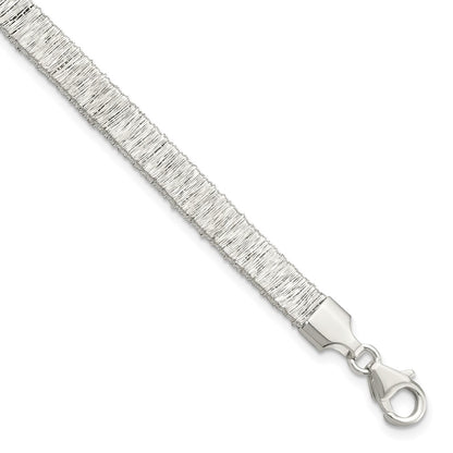 7.5 Inch Sterling Silver Rhodium-Plated Wire Wrapped W/ 1In Ext. Bracelet