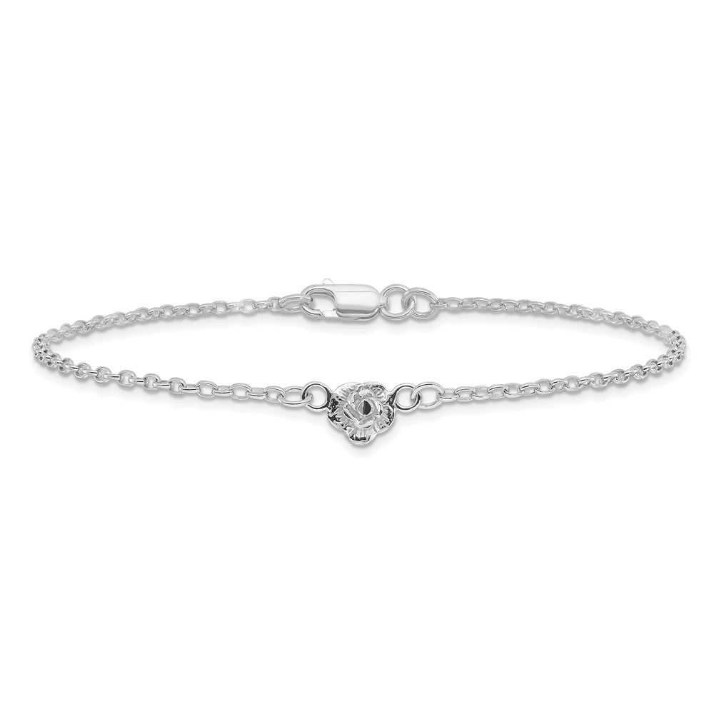 Sterling Silver Flower Charm Anklet