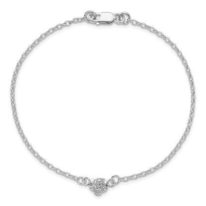Sterling Silver Flower Charm Anklet