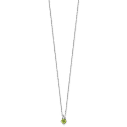 Sterling Silver Rhodium-Plated .54PE Peridot 16in w/2in Ext Necklace
