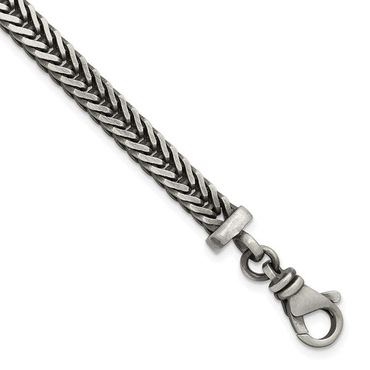 Sterling Silver Antiqued Franco Link Men's Chain Bracelet