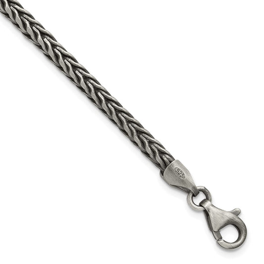 Sterling Silver Antiqued Wheat Link Men's Chain Bracelet