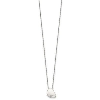 Sterling Silver Polished Pebble 16 Inch with 2 Inch Extension Necklace