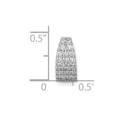 Sterling Silver Rh-Plt Polished CZ Curved / Tapered Chain Slide Pendant
