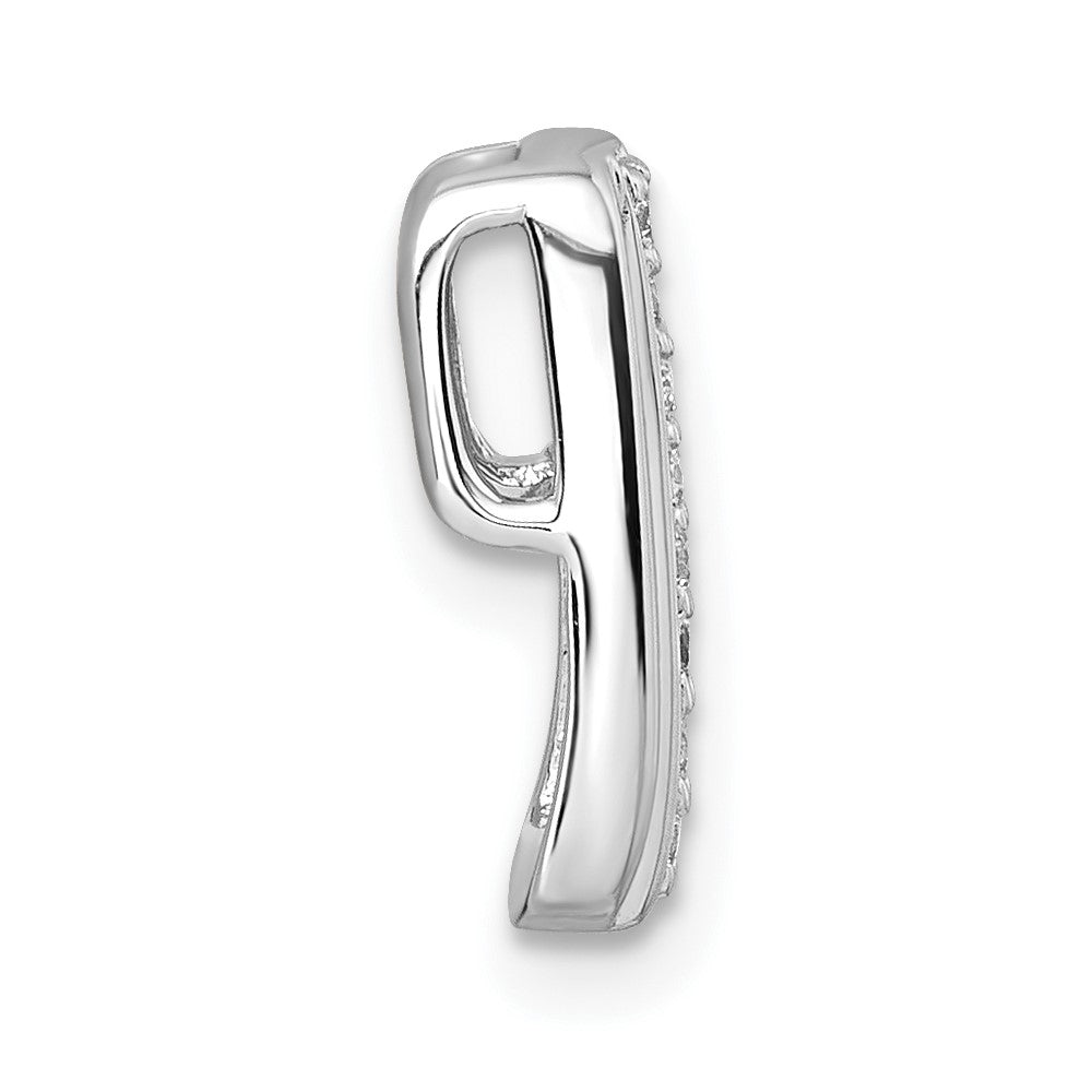 Sterling Silver Rhodium-Plated Polished CZ Chain Slide