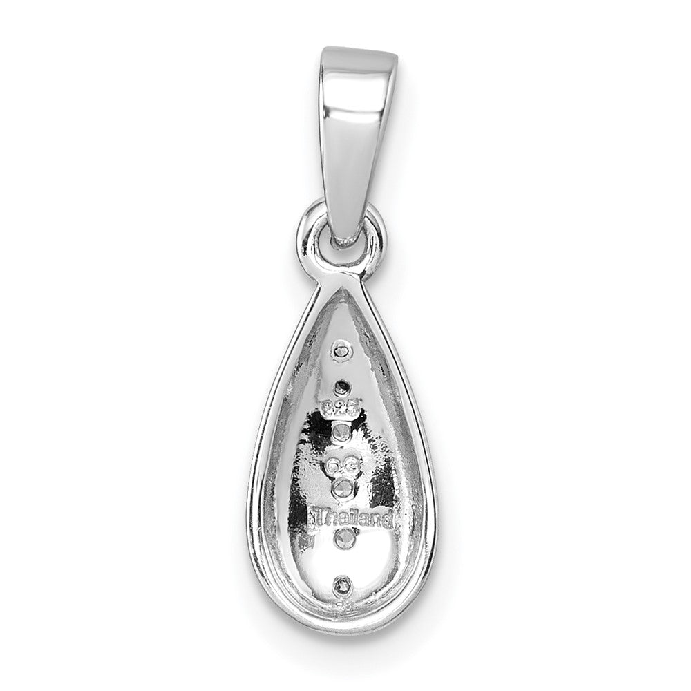 Sterling Silver Rhodium-Plated Polished CZ Teardrop Pendant