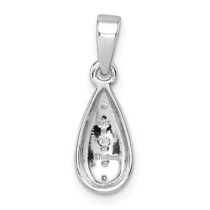 Sterling Silver Rhodium-Plated Polished CZ Teardrop Pendant