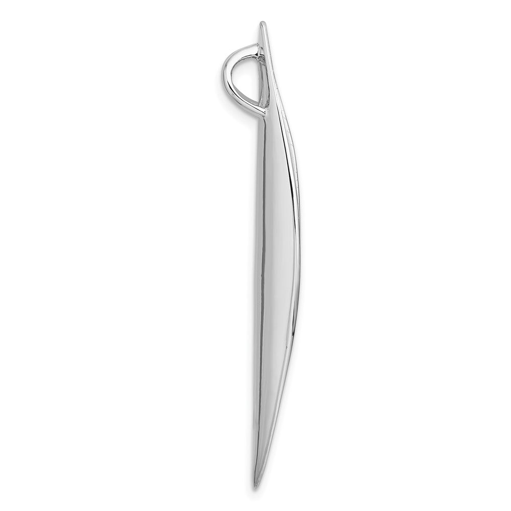 Sterling Silver Rhodium-Plated Polished and Brushed Fancy Chain Slide Pendant