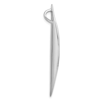Sterling Silver Rhodium-Plated Polished and Brushed Fancy Chain Slide Pendant