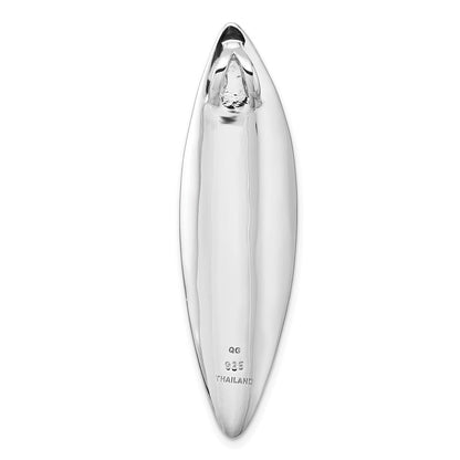 Sterling Silver Rhodium-Plated Polished and Brushed Fancy Chain Slide Pendant