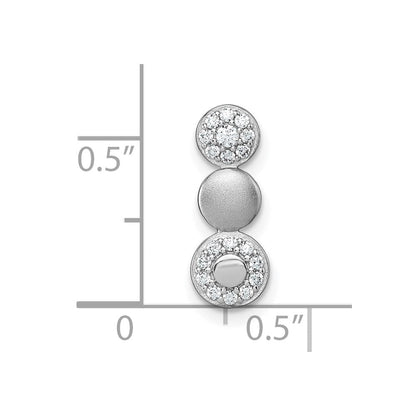 Sterling Silver Rhodium Plated Polished / Satin CZ Fancy Chain Slide Pendant