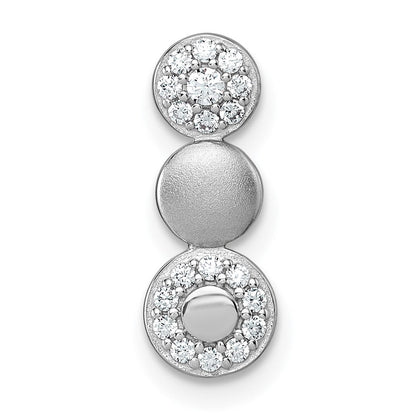 Sterling Silver Rhodium Plated Polished / Satin CZ Fancy Chain Slide Pendant