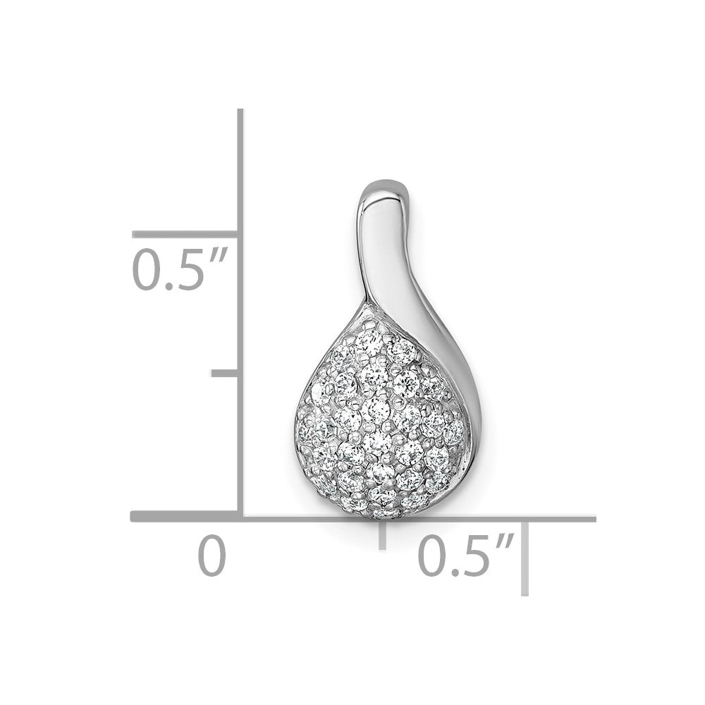 Sterling Silver Rhodium-Plated Polished Fancy CZ Chain Slide Pendant