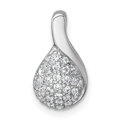 Sterling Silver Rhodium-Plated Polished Fancy CZ Chain Slide Pendant