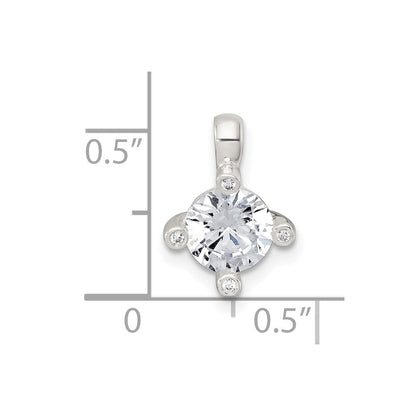 Sterling Silver Polished 4 Prong CZ Chain Slide Pendant