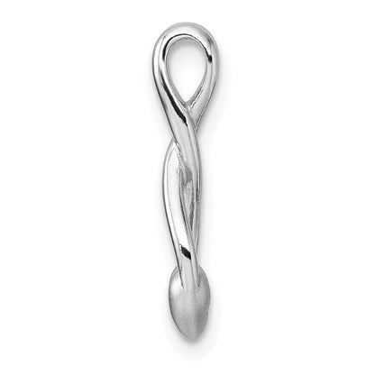 Sterling Silver Rhodium-Plated Polished / Brushed Fancy Heart Chain Slide Pendant