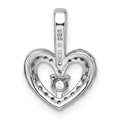 Sterling Silver Rhodium-Plated Polished CZ Heart Pendant