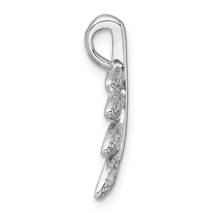 Sterling Silver Rhodium-Plated Polished CZ Leaf Chain Slide Pendant