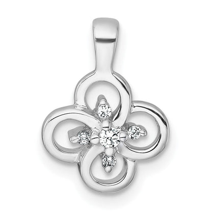 Sterling Silver Rhodium-Plated Polished Fancy Flower CZ Pendant
