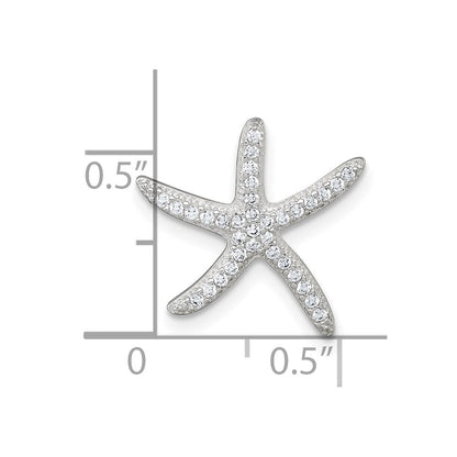 Sterling Silver Polished CZ Starfish Chain Slide Pendant