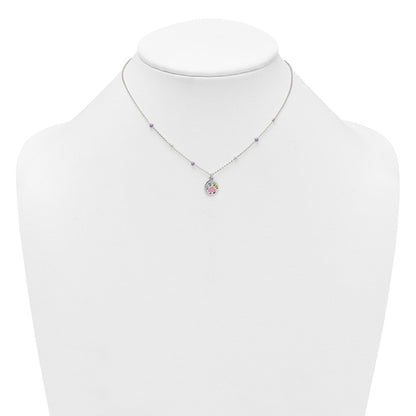 Sterling Silver Beaded Enameled Heart Pawprint Children's Necklace
