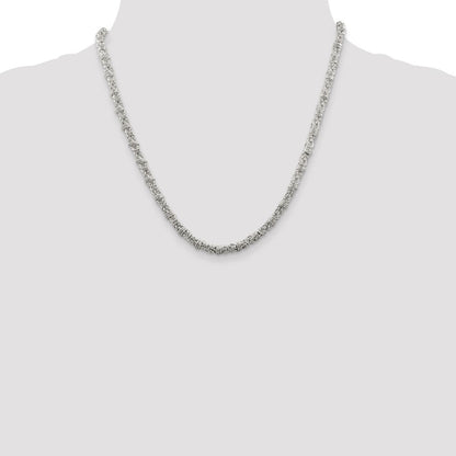 20 Inch Sterling Silver 4mm Fancy Byzantine Chain Necklace