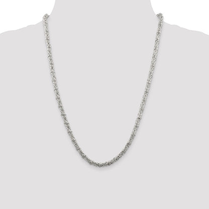 24 Inch Sterling Silver 4mm Fancy Byzantine Chain Necklace