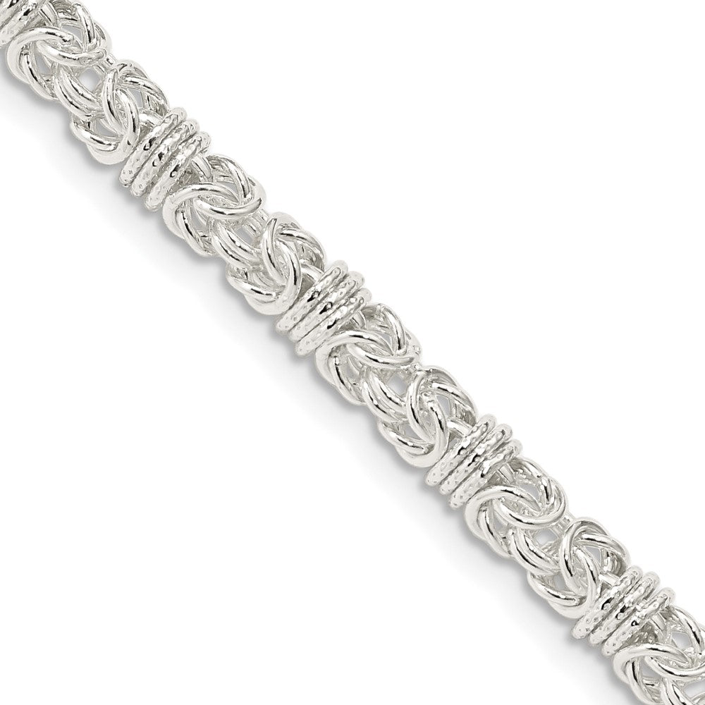 18 Inch Sterling Silver 4mm Fancy Byzantine Chain Necklace
