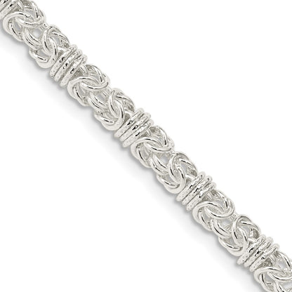 20 Inch Sterling Silver 4mm Fancy Byzantine Chain Necklace
