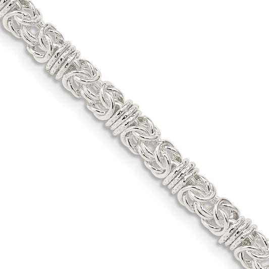 20 Inch Sterling Silver 4mm Fancy Byzantine Chain Necklace