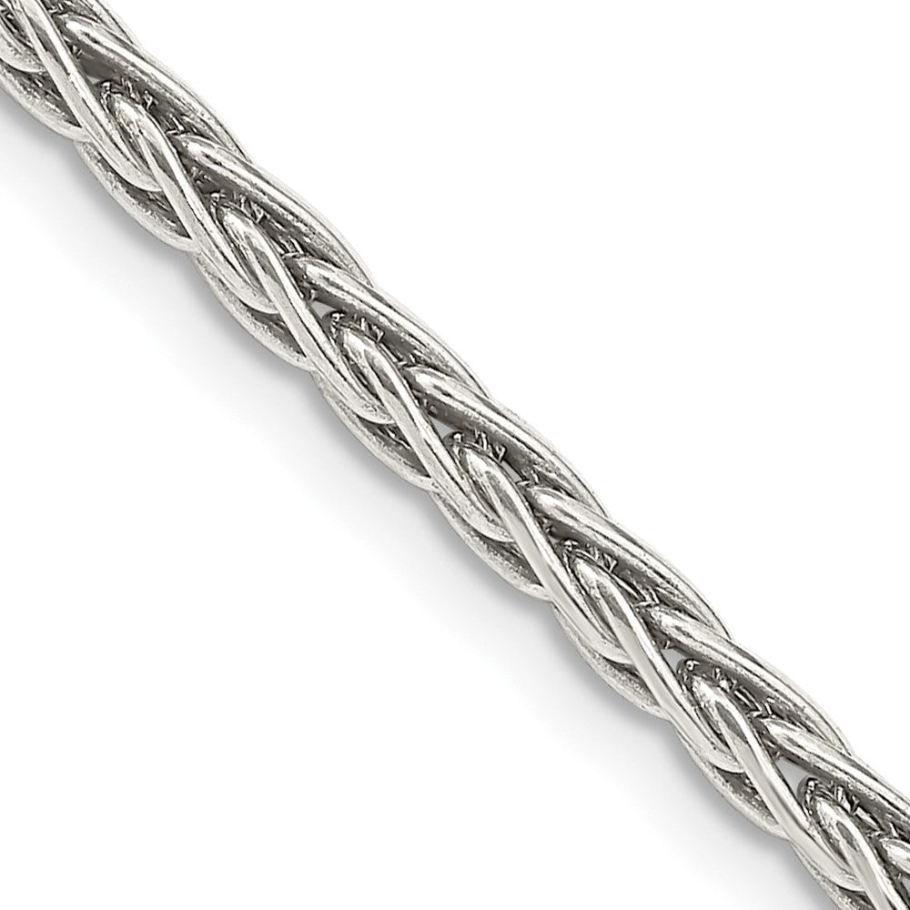 30 Inch Sterling Silver Antiqued 3.25mm Solid Square Spiga Chain Necklace