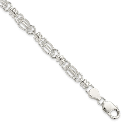 7.5 Inch Sterling Silver 7.5Inch Polished Diamond-Cut Fancy Link Bracelet